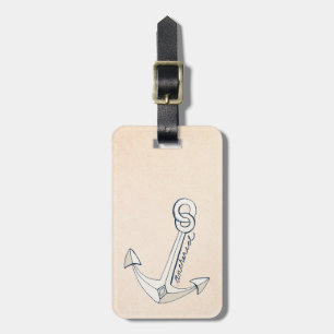 Nautical White Anchor Bagagelabel