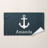 Nautical White Anchor Blue Ombre Persoonlijke naam Handdoek (Handdoek)
