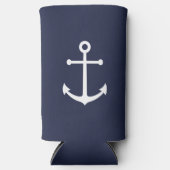 Nautical White Anchor op Navy Blue Koelbox (Voorkant)