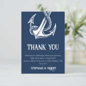 Nautical White Anker Baby shower Dank u Bedankkaart (Staand voorkant)