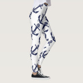 Nautical White & Blue Anchor Leggings (Rechts)