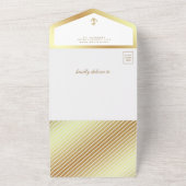 Nautical White en Gold Anchor Baby shower All In One Uitnodiging (Buitenkant)