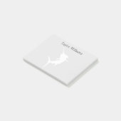 Nautical White Marlin Silhouette met naam Post-it® Notes (Schuin)
