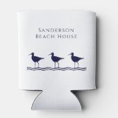Nautical White Navy Blue Sandpipers strand house Blikjeskoeler (Achterkant)