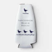 Nautical White Navy Blue Sandpipers strand house Flesjeskoeler (Voorkant)