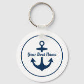 Nautical White Navy Personalized Boat Name Anchor Sleutelhanger (Achterkant)