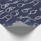 Nautical White Rope Knots & Navy Blue Cadeaupapier (Hoek)