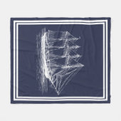 Nautical White  Schooner Ship Fleece Deken (Voorkant (Horizontaal))
