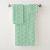 Nautical White Seahorse Skeleton Pattern Green Bad Handdoek (Insitu)