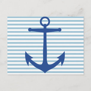 Nautical White Stripes en Anchor Custom Briefkaart