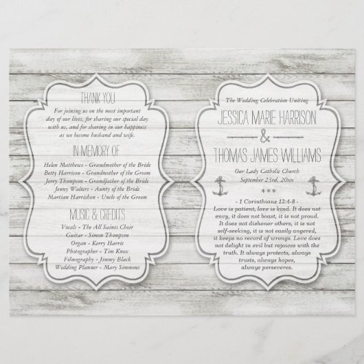 Nautical Whitewash Wood Beach Wedding Collectie (Voorkant)