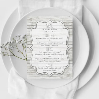 Nautical Whitewash Wood Beach Wedding Collectie Menu