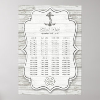 Nautical Whitewash Wood Beach Wedding Collectie Poster