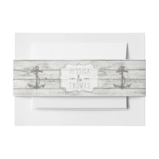 Nautical Whitewash Wood Beach Wedding Collectie Uitnodigingen Wikkel