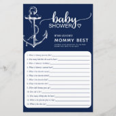 Nautical Who kent mam Best Baby shower Navy (Voorkant)