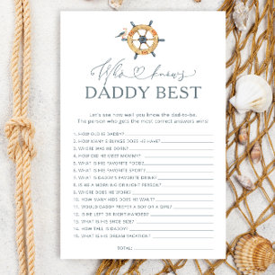 Nautical Wie Weet Papa Beste Baby shower Spel