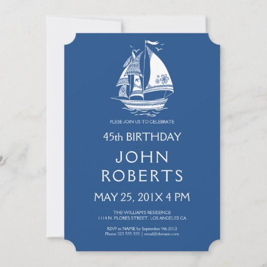 Nautical Wind Sailing Birthday Party Invitation Kaart (Voorkant)