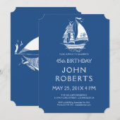 Nautical Wind Sailing Birthday Party Invitation Kaart (Voorkant / Achterkant)
