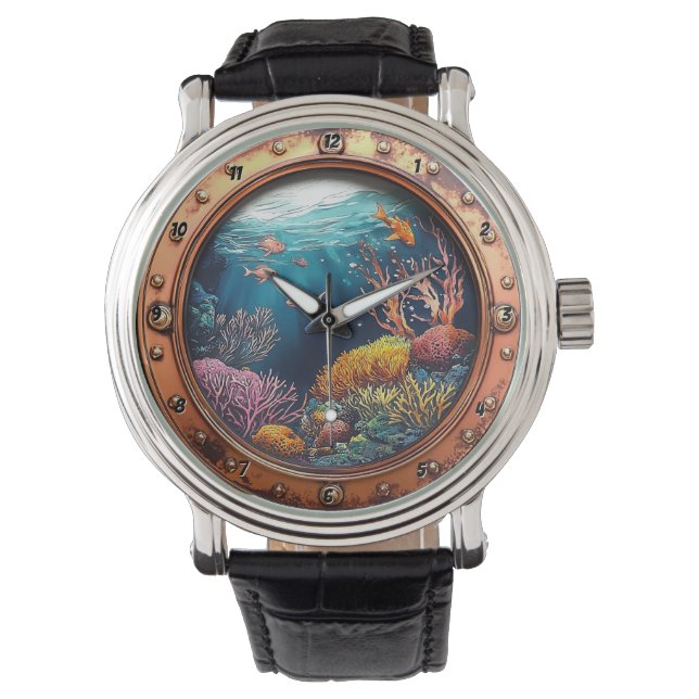 Nautical Window Deep Sea Radiance Underwater Coral Horloge (Voorkant)