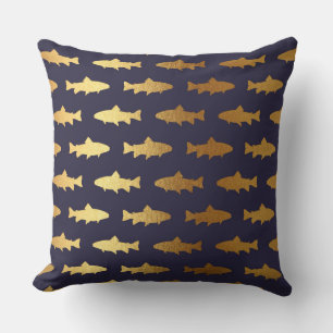 Nautical Yacht Club Blue Navy Golden Fish Shark Kussen