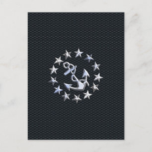 Nautical Yacht Flag Chrome Ensign on Grille Print Briefkaart
