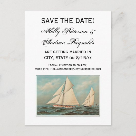 Nautical  Yachts Racing #1 Sparen de Datum Aankondigingskaart (Voorkant)