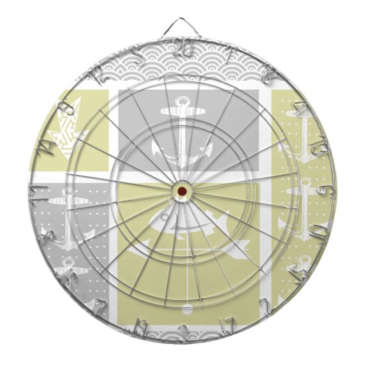 Nautical Yellow and Grey Anchor Fish Weather Vane Dartbord (Voorkant)