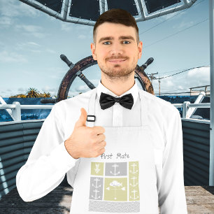 Nautical Yellow and Grey Anchor Fish Weather Vane Standaard Schort