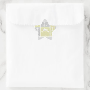 Nautical Yellow and Grey Anchor Fish Weather Vane Ster Sticker