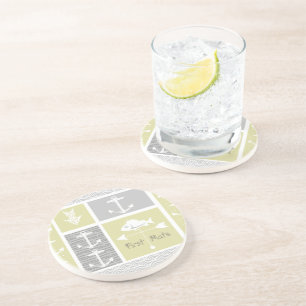 Nautical Yellow and Grey Anchor Fish Weather Vane Zandsteen Onderzetter