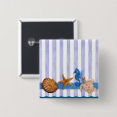 Nautical Zee Creats Vierkante Button 5,1 Cm (Voorkant /achterkant)