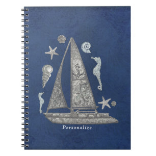 Nautical Zilver Boot & Strand Spullen Elegante Chi Notitieboek