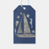 Nautical Zilveren Boot & Strandspullen Elegant Fav Cadeaulabel (Achterkant)