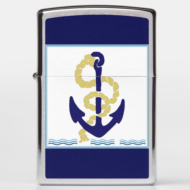 Nautical Zippo Lighter, anker en helling (Voorkant)
