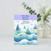 Nauticale baby jongens douche uitnodiging (Staand voorkant)