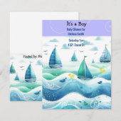 Nauticale baby jongens douche uitnodiging (Voorkant / Achterkant)
