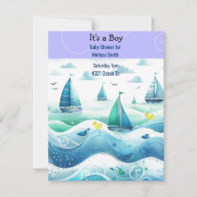 Nauticale baby jongens douche uitnodiging