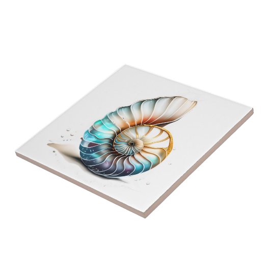 Nautilus 3D iriserende moeder parel strand shell Tegeltje (Zijkant)