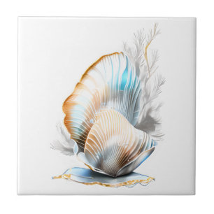 Nautilus clam zeeschelp iriserende glans strand 3D Tegeltje