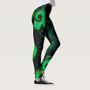 Nautilus green shell-ontwerp leggings