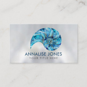 Nautilus Schelp Blauw aquarel Visitekaartje