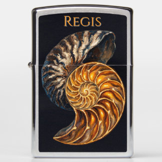 Nautilus Schelp Gouden Spiraal — Zippo Aansteker