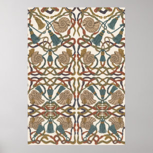 Nautilus Schelp Touw Knoop Maritiem Patroon Poster