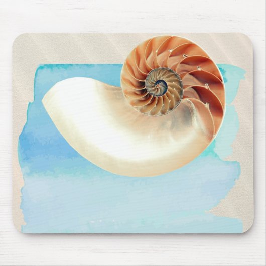 Nautilus Seashell en Zand Muismat (Voorkant)