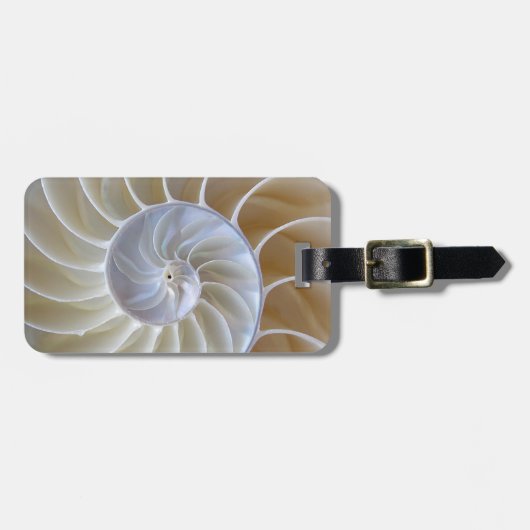 Nautilus Seashell | gouden spiraal Bagagelabel (Voorkant horizontaal)