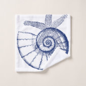 Nautilus Seashell & Starfish Marine Life Custom Bad Handdoek (Wasdoekje)
