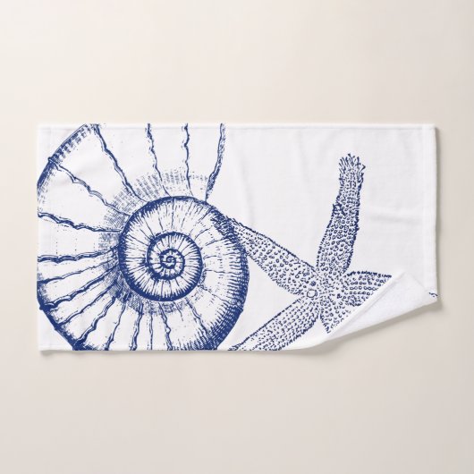 Nautilus Seashell & Starfish Marine Life Custom Bad Handdoek (Handdoek)