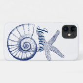 Nautilus Seashell & Starfish Marine Life Custom Case-Mate iPhone Case (Achterkant (horizontaal))
