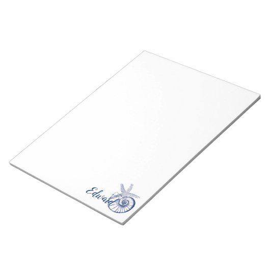 Nautilus Seashell & Starfish Marine Life Custom Notitieblok (Schuin)