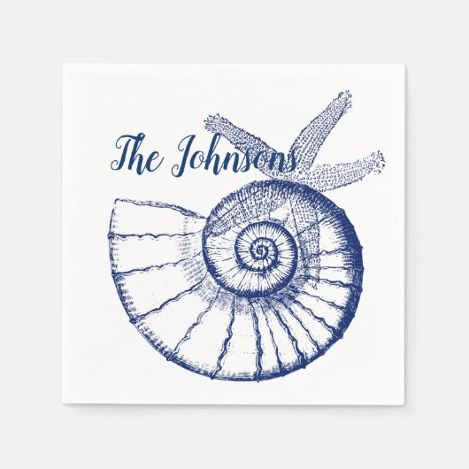 Nautilus Seashell & Starfish Marine Life Custom Servet (Voorkant)